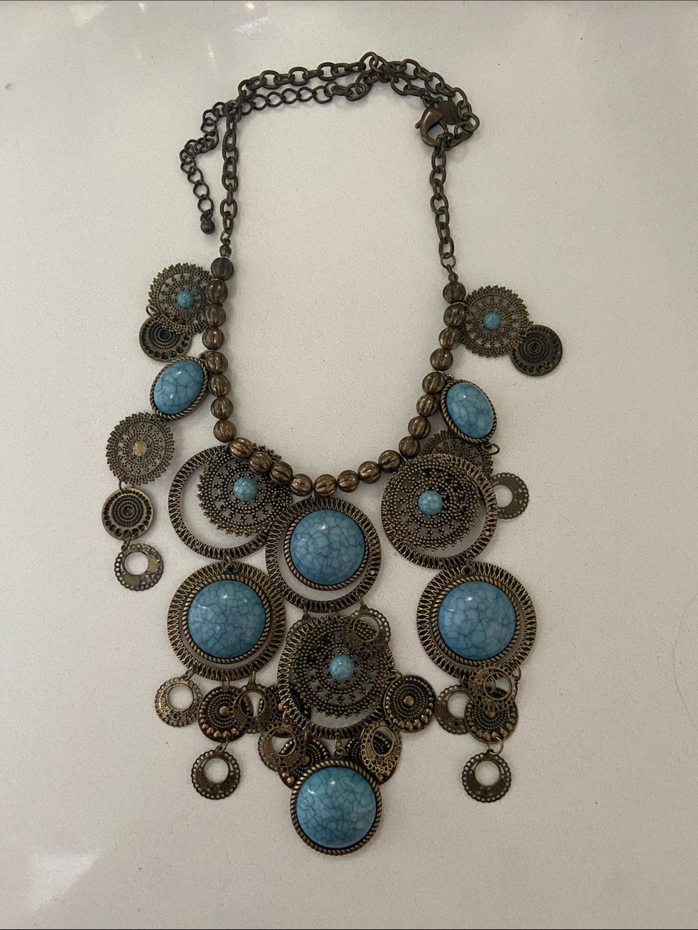 Vintage-Inspired Turquoise Statement Necklace - Women Jewelry Western